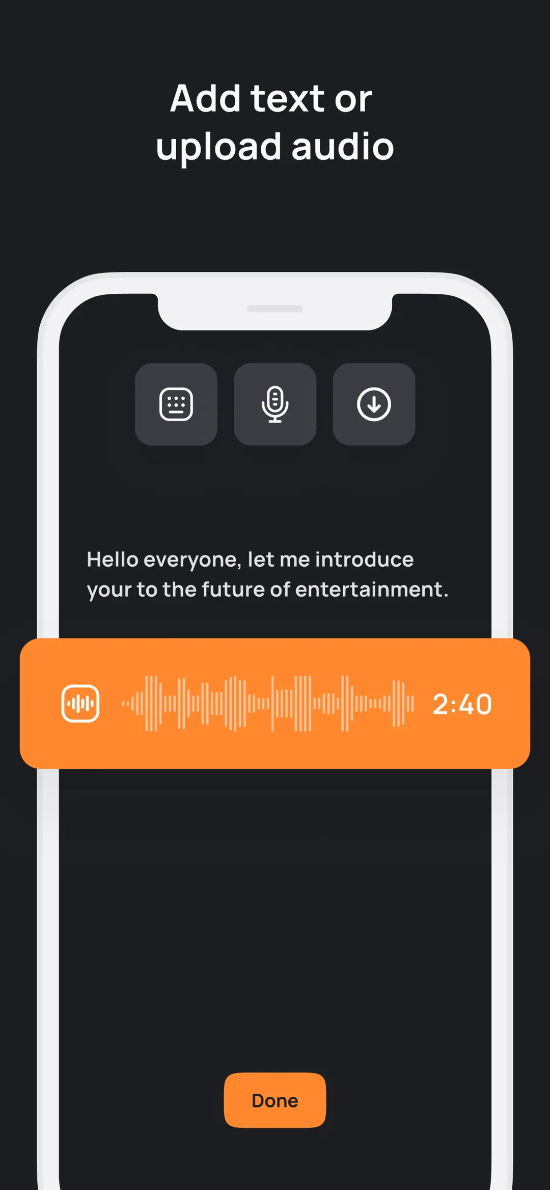 D-ID: Add text or upload audio to give your presenter a voice.