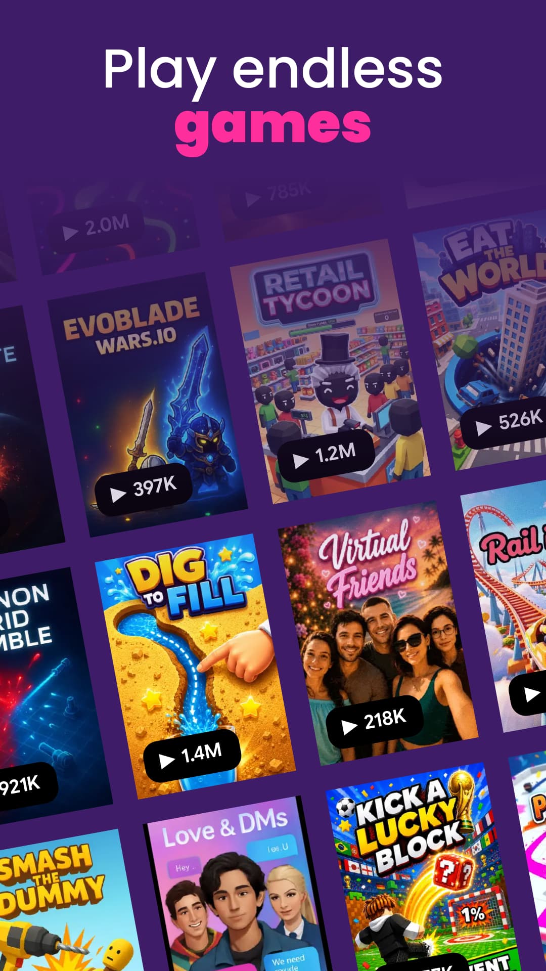 Astrocade: Play endless games, with a discovery gallery of community-created games.